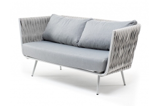 MR1002182 диван 2-местный плетеный из роупа, каркас алюминий светло-серый муар, роуп светло-серый